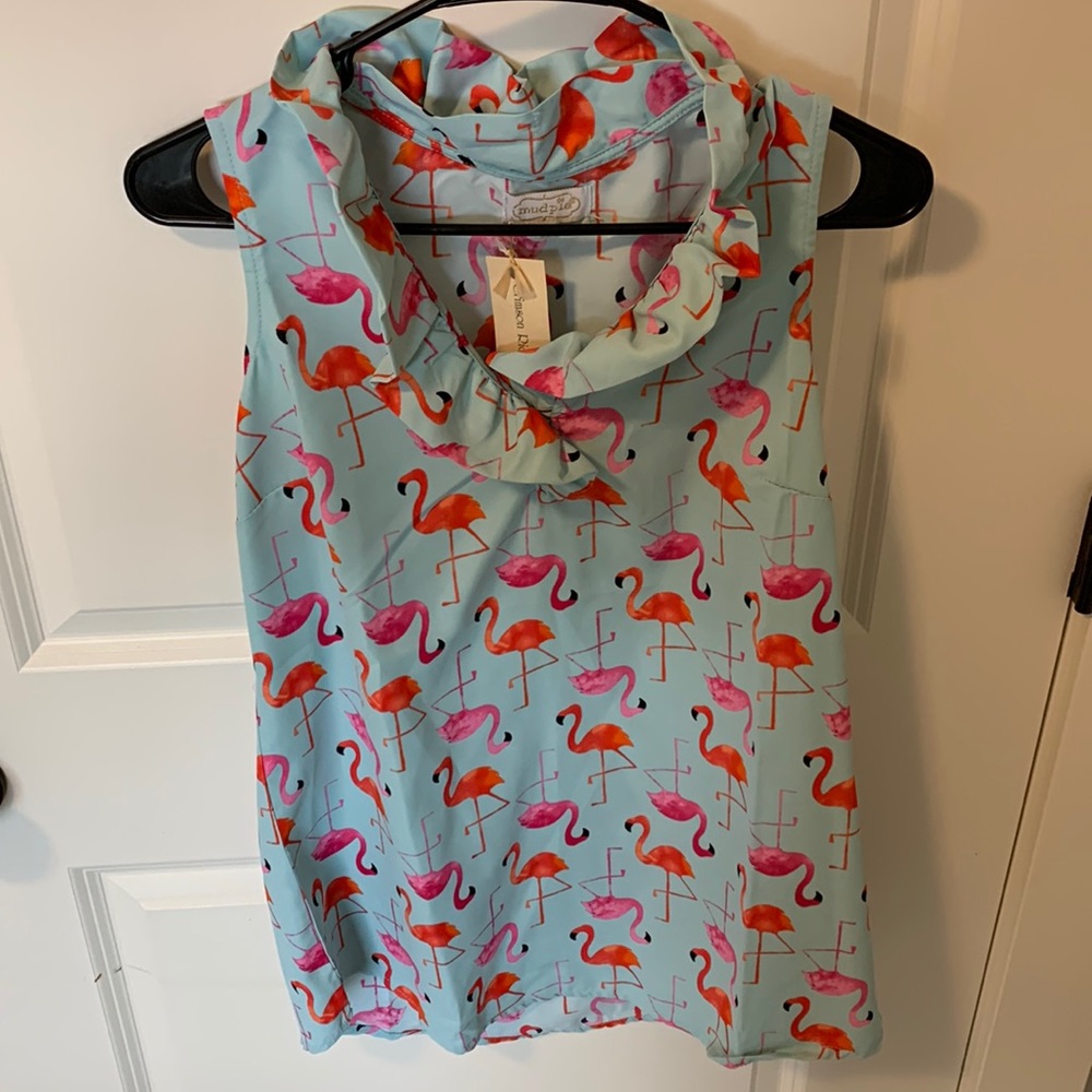 Silk Sleeveless Flamingo Top